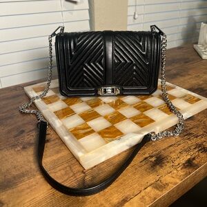 Rebecca Minkoff Black Chevron Quilted Love Crossbody Bag